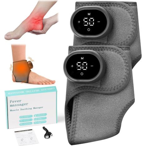 2Pcs Massage Pieds, Masseur de Cheville Électrique, avec 3 Niveaux de Massage et 5 Modes de Contrôle de La Température, Aide à Soulager Les Douleurs Aux Pieds, pour Diabétiques (1/5)