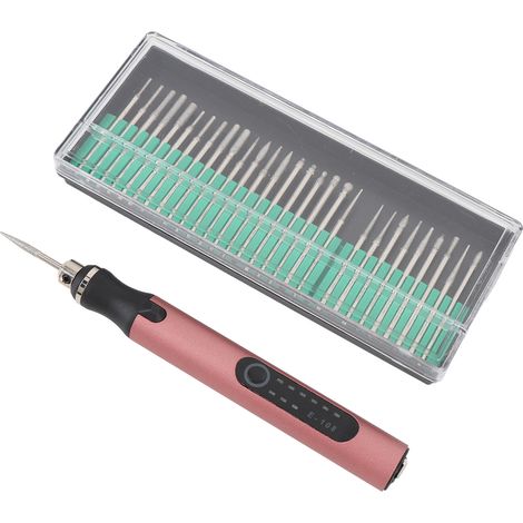 Kit de gravure portable avec stylo à graver électrique sans fil rechargeable à 3 vitesses et embouts pour bijoux, bois, verre et pierre. (1/5)