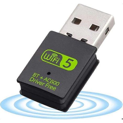 Adaptateur USB WiFi Bluetooth, récepteur réseau sans fil externe double bande 2,4/5 GHz 600 Mbps, mini dongle WiFi pour PC/ordinateur portable/de bureau, sans pilote. (1/5)