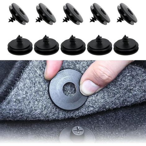 10 pièces Support Universel pour Tapis de Voiture, Clip 3-en-1 pour Fixation et Voiture, Convient pour Tapis, par Bouton-Pression, Clip antidérapant pour Tapis Sol, (Noir) (1/5)