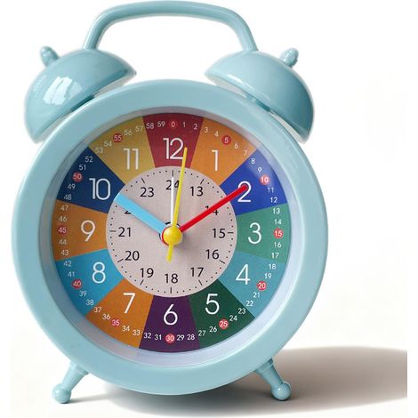 Réveil Enfant,Horloge Enfant Apprentissage,Réveil Analogique à Piles,Cadeau pour Chambre d'enfant,École,Anniversaire (Vert) (1/5)