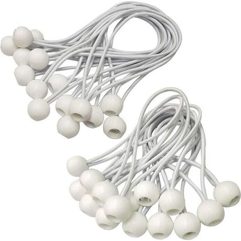 Tendeur Elastique,Sandow Elastique,30 Pièces Tendeur Bache pour Bannière, Bâche, Pavillon,Tente,Rideaux Harnais D’extension,Support de Bâche (Blanc-150mm) (1/5)