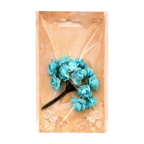 Rosas de papel, 12 unidades, color azul