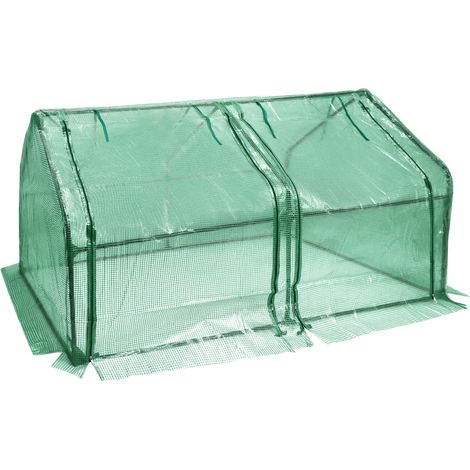 AUFUN mini serre, serre à tomates avec porte enroulable, serre à tomates en film, jardin, 180 ×90×90 cm, Vert (1/5)