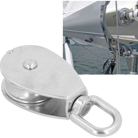 Poulie de levage universelle 50mm en acier inoxydable 316, rotation 360°, pour bateau et navire. (1/5)