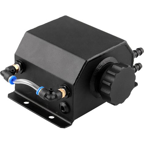 Réservoir de Reniflard en Aluminium 1 Litre pour Voiture Noir Améliore L effet de Refroidissement avec Bac de Vidange Intégré (1/5)