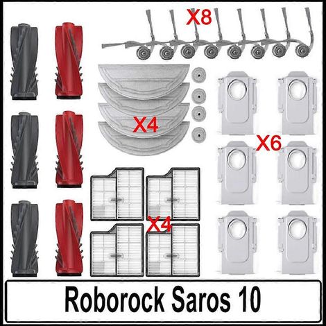 Accessoires pour aspirateur robot Roborock Saros 10 : rouleau principal, brosse latérale, filtre HEPA, lingette de nettoyage, sac à poussière. (1/5)
