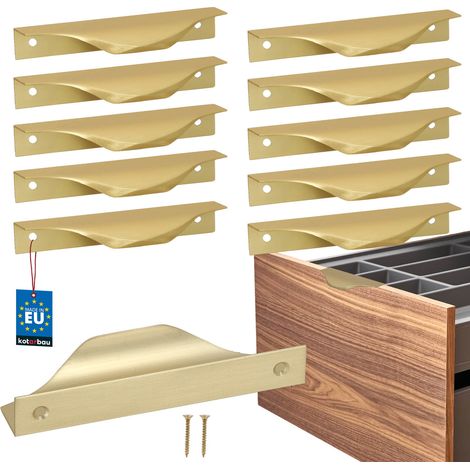 Tiradores para muebles KOTARBAU® Modern Edge de aluminio color oro mate, 96/116 mm, juego de 10 unidades.
