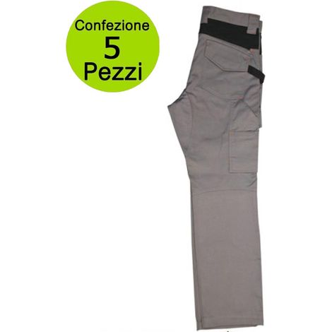 Multipack da 5 pz tg. xxl pantalone da lavoro professionale delta 240 gr grigio/nero (1/5)