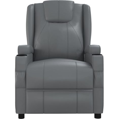 INLIFE Fauteuil de massage inclinable Anthracite Similicuir