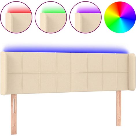 Maison Exclusive - Cabecero con LED de tela crema 147x16x78/88 cm (1/5)