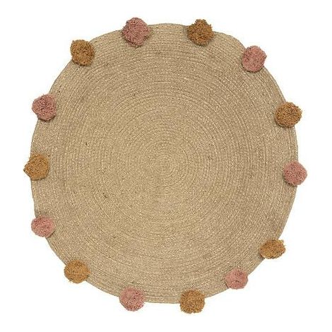 Juteteppich 78cm rund mit Pompons (1/4)