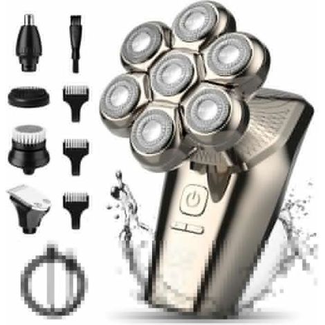 Rasoir électrique homme sans fil 5‑en‑1, tondeuse barbe, cheveux, nez et oreilles, Marron (1/4)