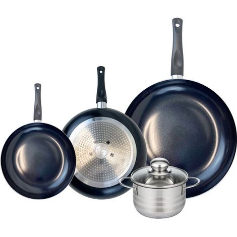 Ensemble de 3 Poêles de cuisson 20, 24 et 32 cm et 1 faitout 14 cm Elo Prima Brillant (1/5)