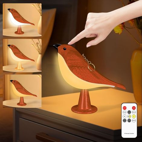 Lampe tactile en forme d'oiseau, panneau de commande tactile rechargeable par USB, idéale pour la chambre. (1/4)