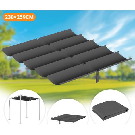 Jiubiaz 238×259cm Dunkelgrau Pavillon Ersatzdach für 3×3m Gartenpavillon, Wasserabweisende Dachplane