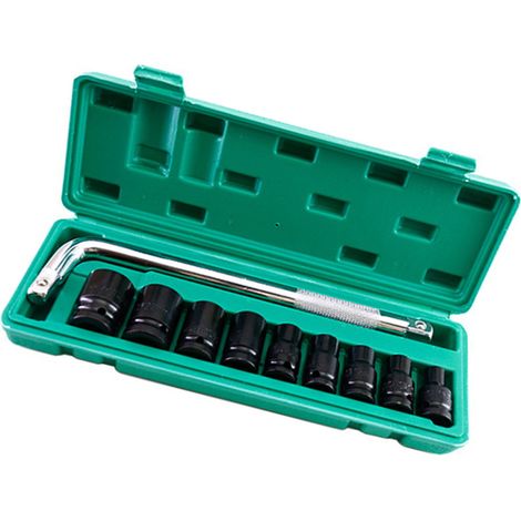 Coffret de douilles à choc profondes, entraînement 1/2 pouce, douille hexagonale de 40 mm en acier à haute teneur en carbone, avec clé et boîte de rangement. (1/5)
