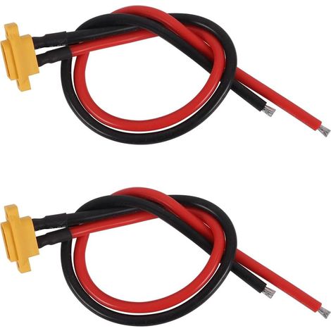 Lot de 2 connecteurs de batterie mâles, câble queue de cochon montable, connecteur à montage sur panneau avec câble de 30 cm (1/5)