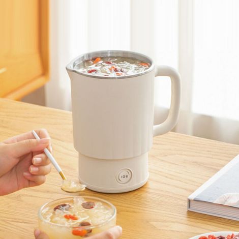 Théière Électrique Portable Boîte à Thé Automatique 600ML Stainless Steel 110V Foldable Coffee Kettle avec Base et Prise US (1/5)