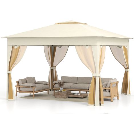 Carpa plegable, 337x337 cm, laterales de malla, fácil de montar.