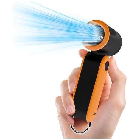 Mini Ventilateur Portable, 17400RPM Ventilateur Poche avec Crochet, 3000mAh Rechargeable Turbo Fan avec 5 Vitesses pour Commutaison/Marche/Shopping/Voyage/École,Noir & Orange (1/5)