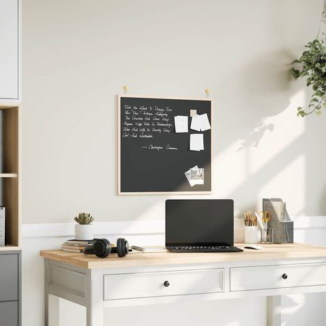Teenpull – Kreidetafel mit Rahmen aus massivem Kiefernholz Schwarz 60 x 55 cm (1/5)