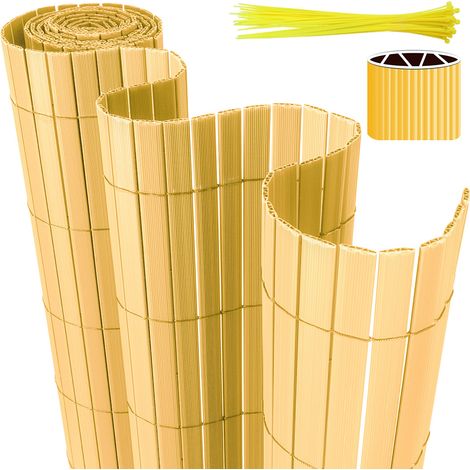 Wolketon Canisse PVC pour jardin balcon terrasse, Balcon clôture brise-vent, Stores Balcon, Brise vue 400x120cm,beige