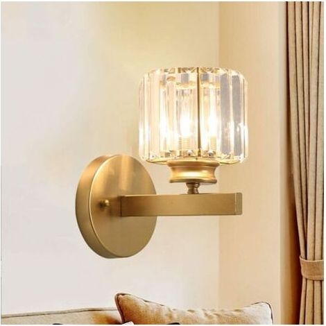 LED Applique Murale Métal Interieur Lampe Murale Verre, Fer Forgé Veilleuse Murale moderne Simple, E27 d'or Lampe de Chevet pour Salon Chambre Couloir Restaurant Salle de bains Escaliers, Doré [Classe (1/3)