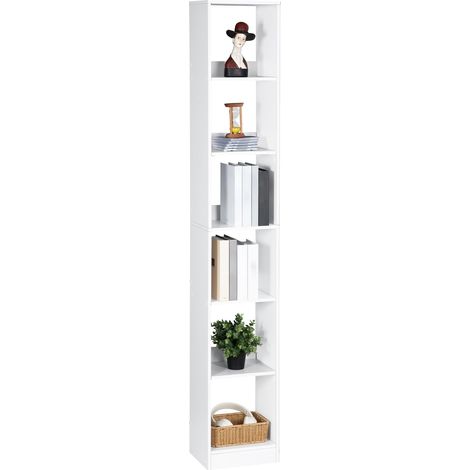 Bibliothèque 6n, Étagère Rangement, 24 x 30 x 184,4 cm Blanc Étagère chambre 6 niveaux, vasagle, Meuble, Cube, mangatheque, pour Salon, Bureau, Chambre, Style Scandinave (1/5)