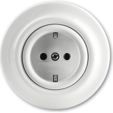 BUSCH JAEGER 20 EUJ-64 Decento®, SCHUKO® Steckdosen, Steckdosen Einsatz, studioweiß-'1009930' (1/3)