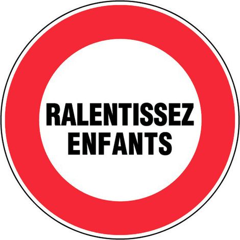 Novap – Panneau de signalisation Ralentissez enfants Ø300mm – Résistant aux chocs – Trous pour fixation – 4061375