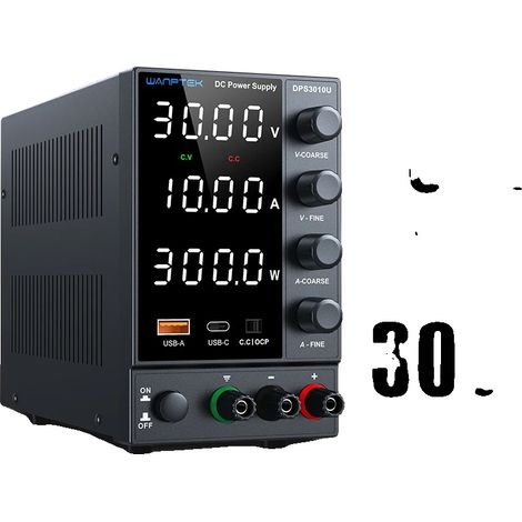 Fuente de alimentación de laboratorio de CC, voltaje ajustable, pantalla de alta precisión, DPS3010U 30V 10A (1/2)