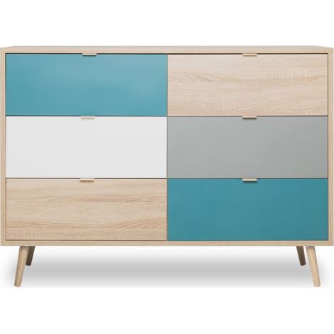 Aparador multicolor 120x40 cm con seis cajones - Fondi (1/5)