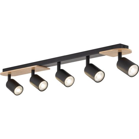 Spot de plafond bois métal GU10 orientable marron noir spot de plafond moderne allongé (1/5)