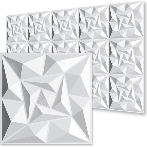 Pannello murale 3D da dipingere - confezione da 1,08 m² - lotto di 12 pezzi -  0,3x0,3 m - Bianco
