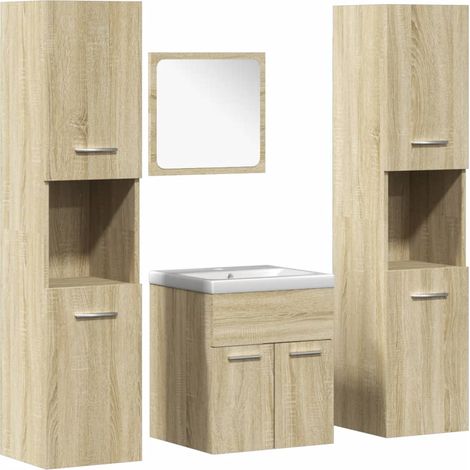 Maison Exclusive - 5-tlg. Badmöbel-Set Sonoma-Eiche Holzwerkstoff