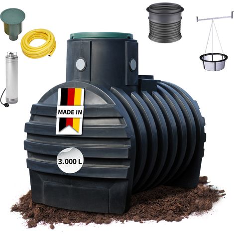 4rain MONO Erdtank-Komplettset 3000 Liter inkl. Filterpaket, Teleskop-Domschacht und Garten-Comfort