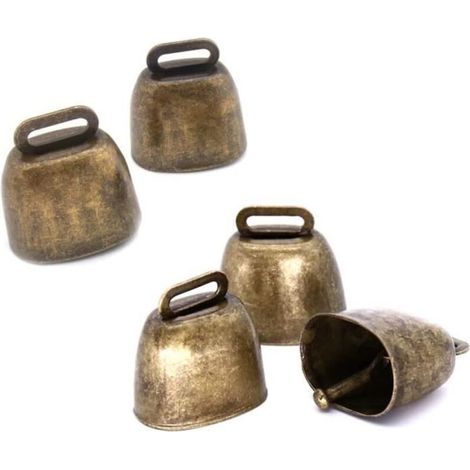 Set aus 5 Kupfer-Hundeglocken, Metallglocken für Kühe, Pferde, Schafe, Katzen, Kleintiere (Bronze) (1/5)