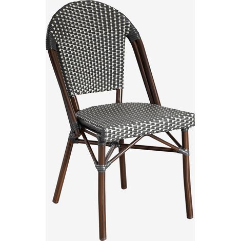 SKLUM 4er-Pack stapelbare Gartenstühle aus Aluminium Brielle Bistro Grau Graphit - Gardenia Weiß                                  