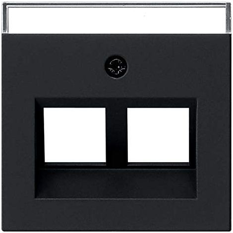 GIRA 2640005 SYSTEM 55 COUVERTURE AVEC SORTIE DE 30 ° ET CHAMP D'INSCRIPTION POUR TRAGRING MODULAR JACK 2 VOIES NOIR MAT