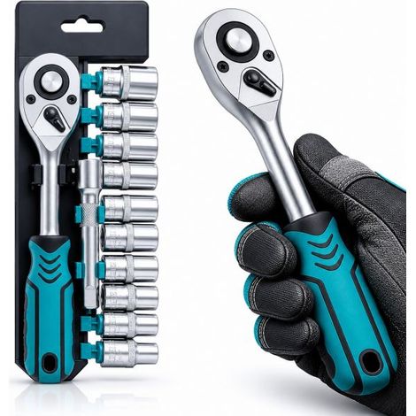 Set 12PZ Chiavi a Bussola 1/2" da 8 a 24mm Poligonali con Cricchetto e Prolunga (1/5)