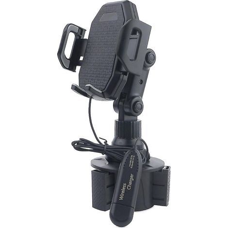 Kabellose USB-Ladehalterung für Mobiltelefone, verstellbarer Winkel, Kfz-Getränkehalterbefestigung (1 Stück) (1/4)