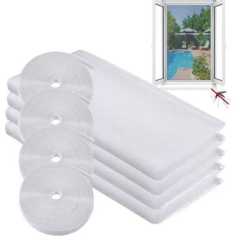 Moustiquaire de Fenêtre Filet Anti-Insectes, Protection contre Moustiques et Punaises de Lit, avec 4 Rouleaux de Ruban Adhésif, Dimensions 1,3 m × 1,5 m (1/5)