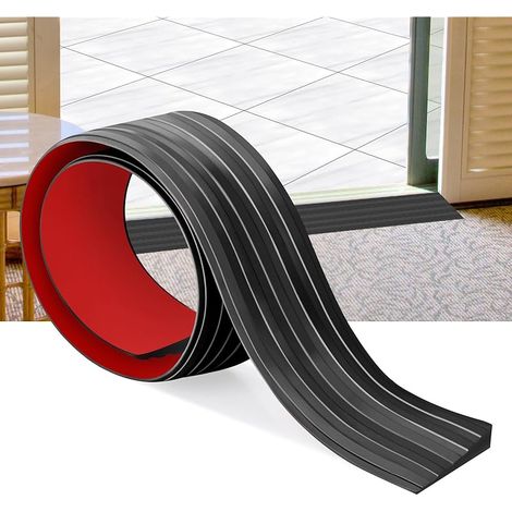 Rampes de seuil de Porte Caoutchouc Autocollant Rampes de Porte pour fauteuils roulants Seuil en Caoutchouc Barre de Transition pour Robots aspirateurs, Scooters (Noir, 5cm X 1cm X1m)