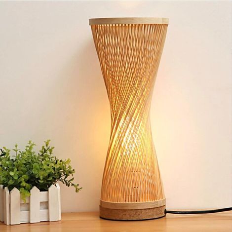 Lampe de table en bambou faite à la main Lampe de table en bambou Style Zen Éclairage de table décoratif Luminaire de table Veilleuse pour chambre à coucher, salon