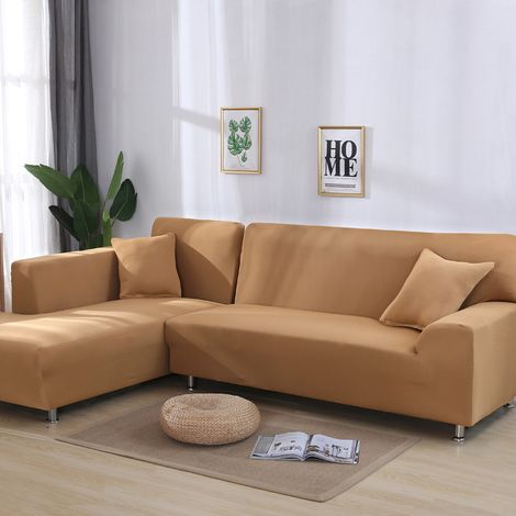 Sollbry Ecksofa-Bettbezug, Schnittsofa-Bezüge, waschbare, rutschfeste Möbelschutzbezüge, braun, 2-Sitzer (1/2)