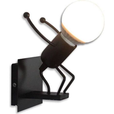 YMYNY Applique murale décorative en forme d'homme sauteur, en métal, douille E27, AQ50 - Noir (1/4)