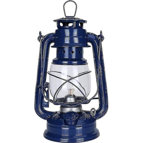 Lampe à pétrole rétro classique de 25 cm, à intensité variable, bleu marine (1/5)