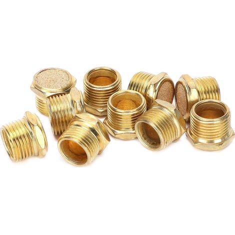 100 silencieux pneumatiques G3/8 DN10 en laiton à tête plate, composants industriels SLM‑03 (1/5)