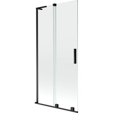 Mexen Velar L mampara de ducha 2 hojas correderas 95 x 150 cm, transparente, negro - 896-095-003-01-70 (1/5)